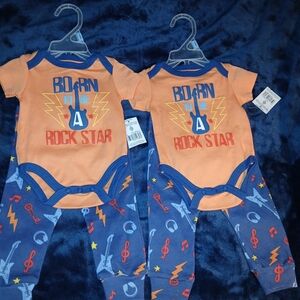 Kidgets Orange and Blue Baby Bodysuit (2) Are Available Size 3-6 Months